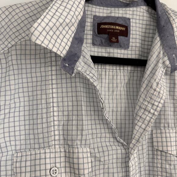 Johnston & Murphy Plaid Short Sleeve Button Up Shirt Size XL - Picture 5 of 6
